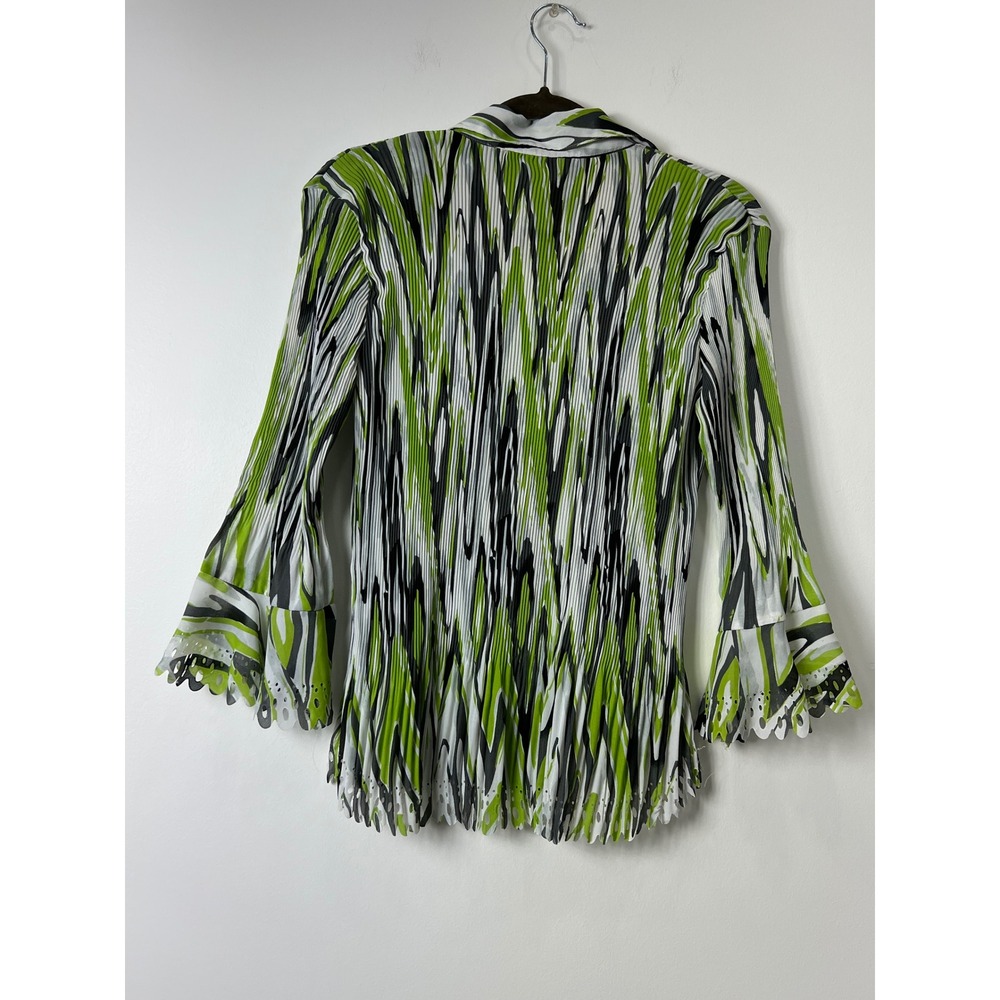 Bell Sleeve Button Up Blouse Unique Cutouts Whimsy Size L - Picture 5 of 5